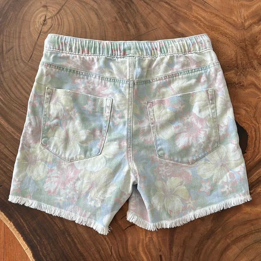 Aerie Tropical Print Denim Shorts
